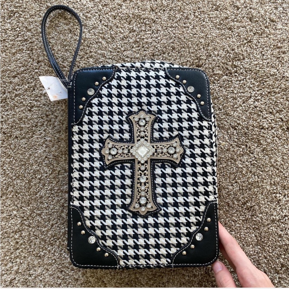 Black and White bejeweled Bible case